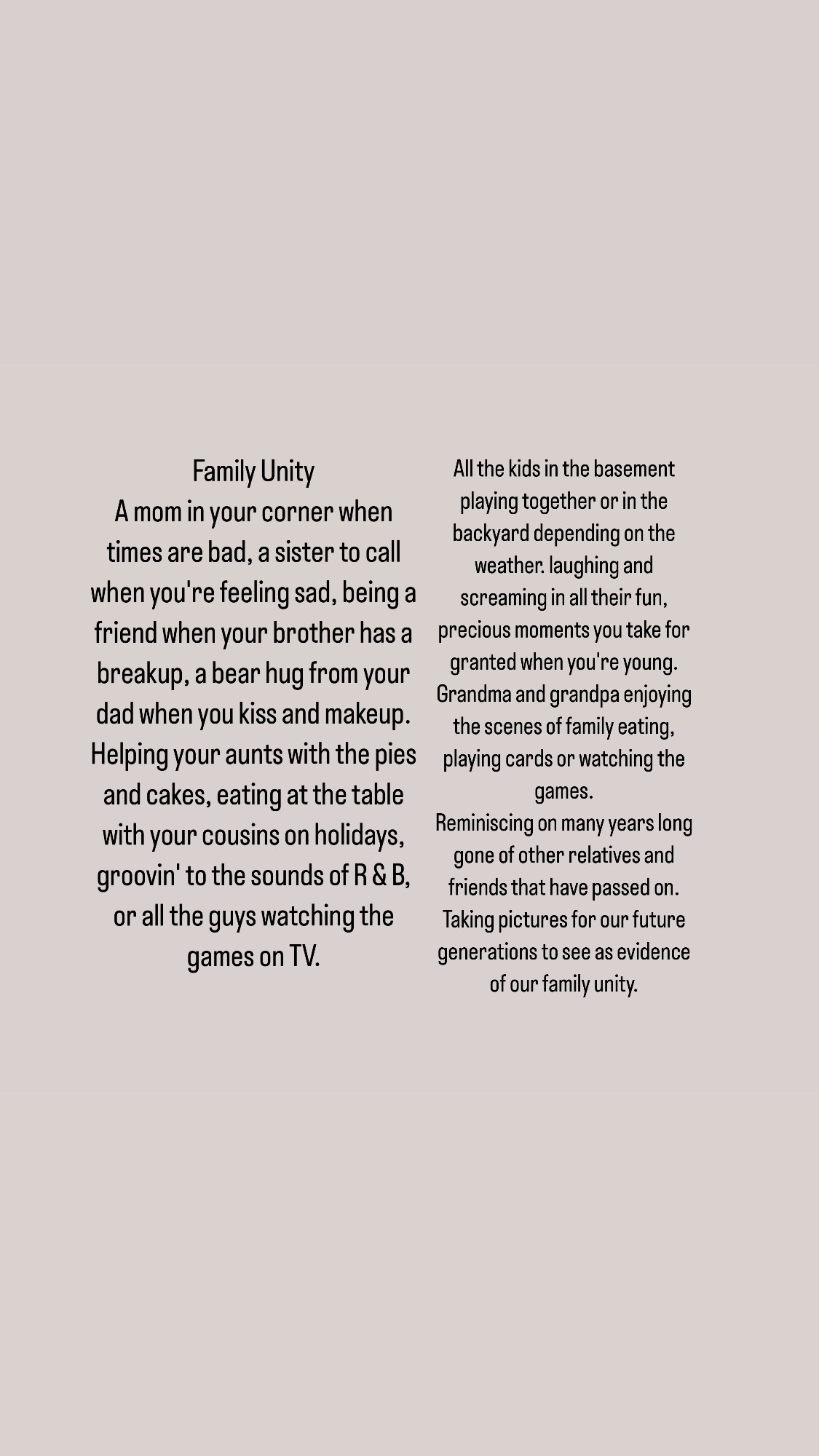 Family Unity Poem
